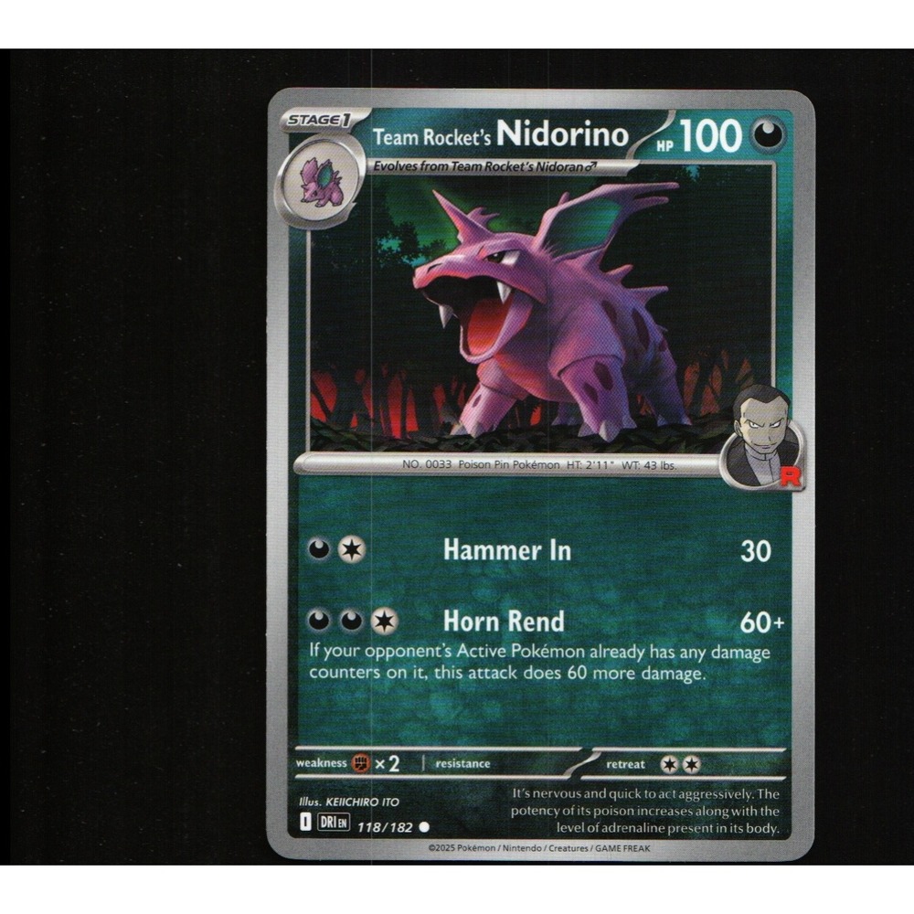 TEAM ROCKET'S NIDORINO 118/182 C DESTINED RIVALS POKEMON